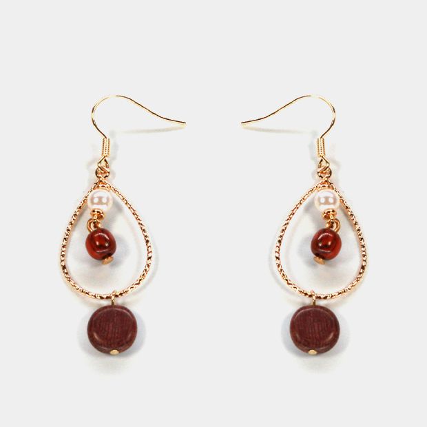 Boucles Pierre Jaspe rouge : Acheter les plus belles boucles d'oreilles pas  chères de la nouvelle collection