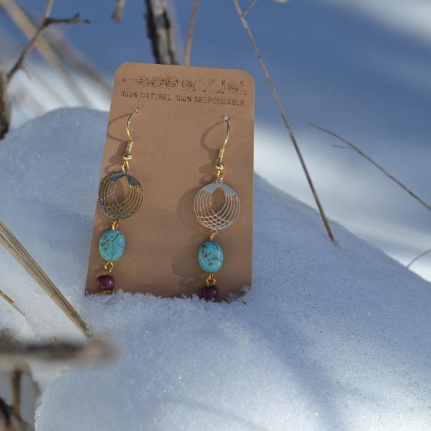 Boucles turquoise et dor Anna 