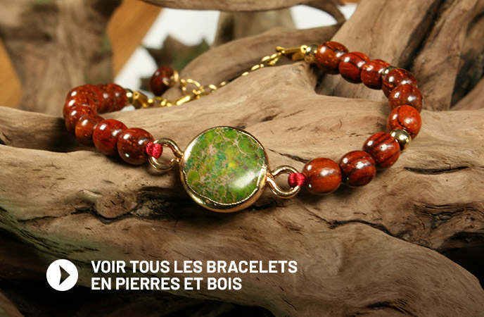 Bracelets en bois et pierres naturelles creation artisanale fait en france by essenciel